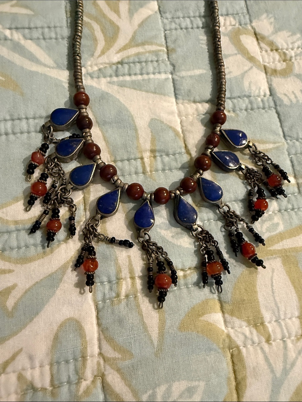 Handcrafted BERBER Style Blue Lapis Multi Stone Lazuli vintage necklace